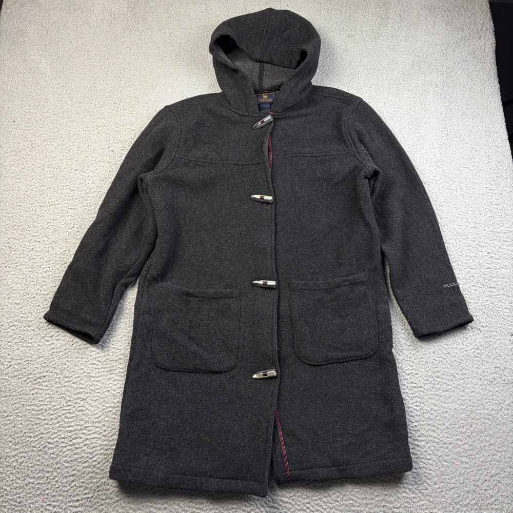 Woolrich Coat Women Century Wool Toggle Duffle Jacket Charcoal Gray FITS Medium